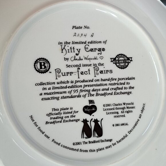 KITTY CARGO Plate Purr-fect Pairs Cats Kittens Charles Wysocki Bradford Exchange - Picture 3 of 6